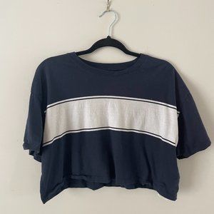 Hollister Must Have Collection Navy Blue Cropped T-Shirt | GUC